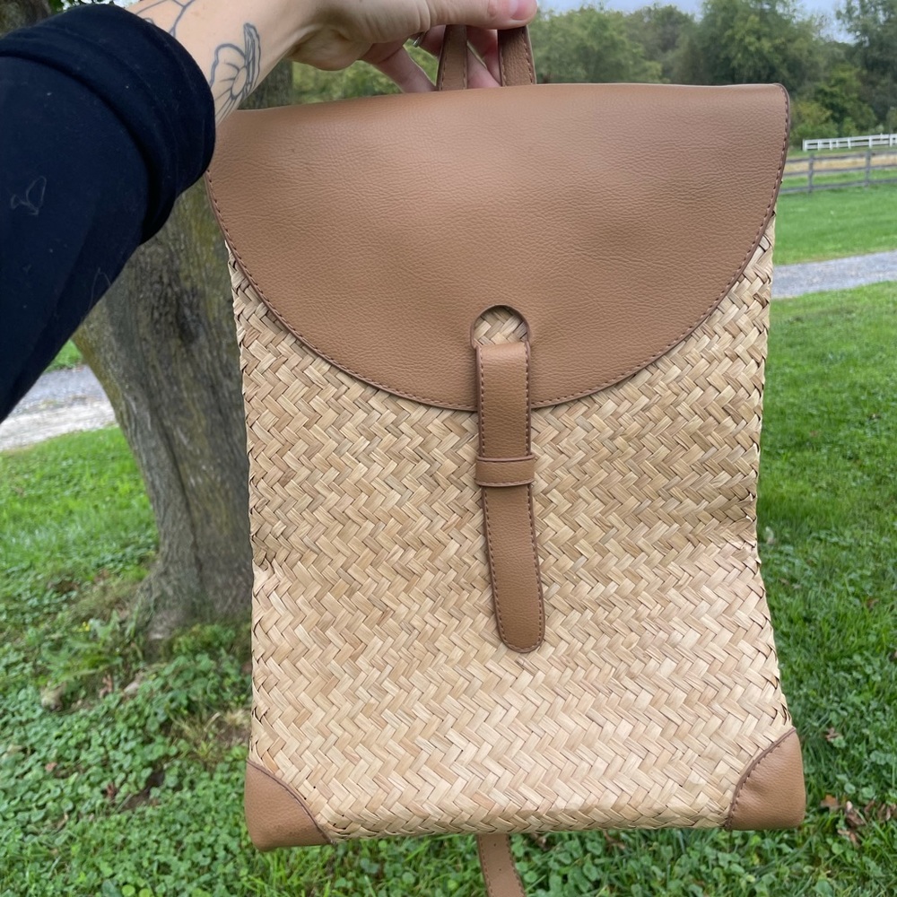 Natural sea grass woven backpack